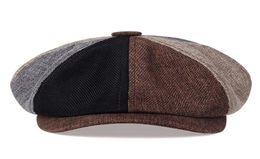 Men Retro Berets Caps Fashion Stitching Flat berets Cap Autumn Winter Women Vintage Painter Octagonal Hats Gorras5357140