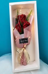 Simulation Soap Bouquet Box Rose Flower with LED Light Wedding Decoration Souvenir Valentine039s Day Gift for Girlfriend7525291