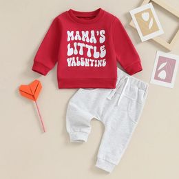 Clothing Sets 0-24months Baby Boy Valentine'S Day Outfits Letter Print Sweatshirt And Elastic Pants For Toddler Boys Spring Autumn Clothes