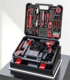 Electric Drill drill hand tool set hardware electrician maintenance multifunctional toolbox metal wall plate 2209304151183