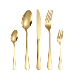 Gold Stainless Flatware Cutlery Spoon Knife Fork Wed Dinnerware Tableware Dishwasher Safe8765993