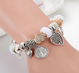 925 Silver Plated Tree of life Pendant Charms Bracelet Set Original Box for Chain DIY Beads ds Charm Bracelets for Women Girls1752056