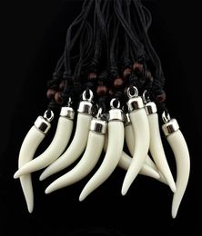 Whole Mixed 12pcs Imitation Yak Bone Wolf Tooth Pendant Necklace Acrylic Elephant Teeth Amulet Necklace Men Women039s Jewel6897727