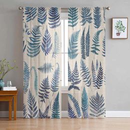 Curtain Summer Plant Ferns Tulle Curtains For Living Room Bedroom Children Decor Sheer