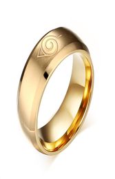 Anime Naruto Ring Fine Jewellery 8mm Gold Cool Men Jewellery Stainless Steel Mens Man Party Accessories Usa Size6417527