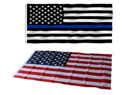 American USA US Flags Blue Line 90x150cm 3 By 5 Foot Thin Red Line Black White And Blue With Brass Grommets7492146