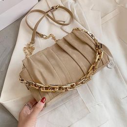 Shoulder Bags Folds Design Small PU Leather Crossbody For Women Fashion Trend Bag Chain Handbags Female Travel Hand