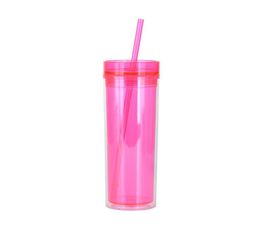 Amazon 16oz Skinny Acrylic Tumbler with Lid and Straw 480ml sippy cup Double Wall Clear Plastic Cup BPA 16oz straight Drinkin8261628