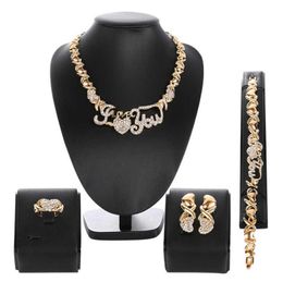 Nigerian Beads Wedding Jewellery Set Bridal Dubai Gold Colour Jewellery Sets African Beads Necklace Bracelet Jewellery Set 2106198028132