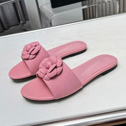 Summer Sewing Flower Flat Slippers Women Shoes Peep Toe Casual Outwear Slide Mules Ladies Shoes