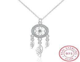 Chains 100 925 Sterling Silver Dreamcatcher Feather Charm Necklace Pendant Dream Catcher Statement Choker2826331