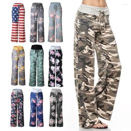 Women's Pants Large Casual Printed Yoga Trousers Drawstring Wide Leg Loose Pyjamas Home Clothes Day Multiple Colours Full Length