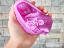 Baby Silicone Mould Rose Baby Soap Moulds Gypsum Chocolate Candle Mould Clay Resin Fondant Mould Flower TS0075 PRZY Silicone 2102254130055