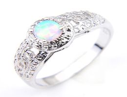 Luckyshine NEW 10 PcsLot White Opal Gems 925 Silver Woman Engagement Ring Jewellery Size 783322154