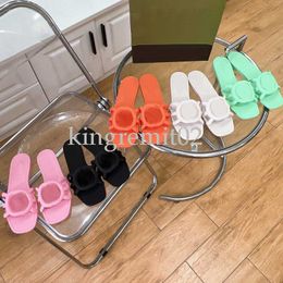 Designer Slides Women Interlocking G Sandals Rubber Slippers Ladies Flat Beach Jelly Script Orange Sandal Summer Fall Mules Summer Waterproof Sandals