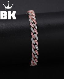 Hip Hop Copper 9mm Micro Pave CZ Cuban Link Bracelet Cubic Zircon Mens Punk 7inch8inch Miami Bracelet accept custom color2471226