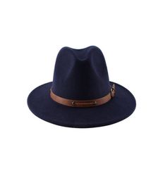 Wide Brim Hats 2021 Classic British Fedora Hat Men Women Woollen Autumn Winter Felt Big Fashion Jazz Vintage Sun4482689