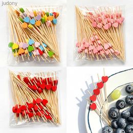 Disposable Plastic Tableware 100pcs 12cm heart-shaped bamboo picking buffet cup cake fruit toothpaste party dessert salad bar cocktail WX