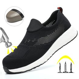 Summer Work Safety Shoes Men Women Safety Boots Puncture Proof Construction Shoes Breathable Lightweight Work Sneakers Size36-48 240430