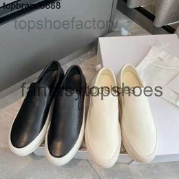 The Row style TR shoes New Dress 22 Shoes Designer slip on Lefu shoes Womens leather thick sole simple British style round shoes Size 34-39