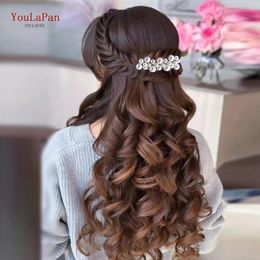 Headpieces YouLaPan Bride White Colour Pearl Hair Comb Elegant Full Wedding Headbands Long Haired Girl Ornaments HP641