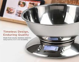 Digital Kitchen Scale High Accuracy 11lb5kg Food with Removable Bowl Room Temperature Alarm Timer Stainless Steel Libra 2112217749212