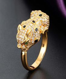 Wedding Rings Zlxgirl Classic Jet Enamel Animal Ring For Women Girl Party Jewelry Duabi Gold Color Hollow Leopard Zirconia Finger 9625582