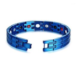 Link Chain Blue Bracelet Men Heavy Quality Cool Hand Energy Health Germanium Magnetic Stainless Steel Bracelets16969460