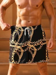 Men's Shorts Beach Pants Metal Chain 3D Printed Summer Breathable Fitness Street Ropa Hombre