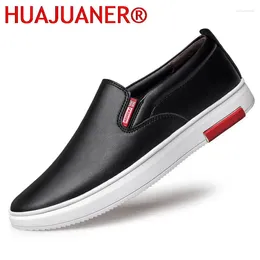 Casual Shoes Mens Sneakers Leather Bureau Breathable Slip On Fashion Male Summer Black