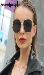 Sunglasses Oversized Square With Chain Women 2021 el Fashion Large Metal Frame Sun Glasses For Female9174893
