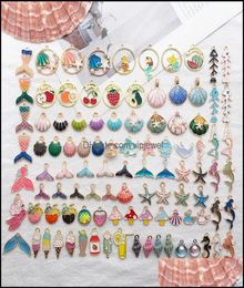 Charms Jewellery Findings Components 100PcsLot Enamel Plated Zinc Alloy Marine Life Pendant For Diy Necklace Bracelet Earrings Maki3547058