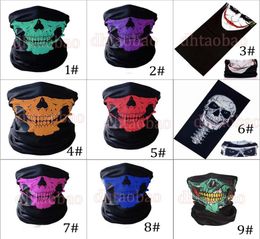 MOQ50PCS 25495cm Halloween Skull Bandanas Neck Face Mask Headscarf Tubular Multifunctional Scarf Seamless Turban Headband Unise8975377