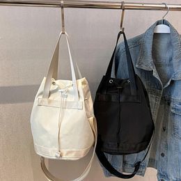 Evening Bags Women Japanese Style Drawstring Bucket Bag All-match Shoulder Crossbody Lady Casual Solid Travel Dating Shopping Handbag