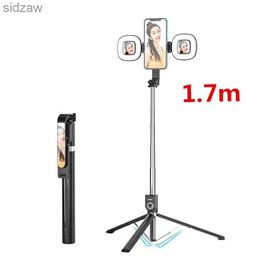 Selfie Monopods Selfie Stick 1.7M Extended Bluetooth Selfie Stick Dual Fill Light Tripod with Remote Control Shutter Suitable for Android iOS Phone WX