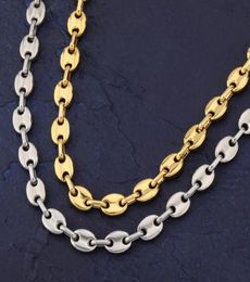 Mens Hip Hop Button Chain Necklace Coffee Bean Chain Jewellery 8mm 18inch 22inch Gold Link for Men Women Statement Necklace Gift4482339