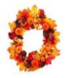 New 60Cm Pumpkin Berry Wreath Halloween Christmas Door Home Decor Led Lights 60Cm23872534282754