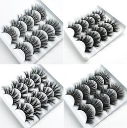 5Pairsbox Factory 25mm False Eyelashes Thick Natural Wispies Fluffy Eyelash Extension Makeup Full Volume Handmade Lashes8002555