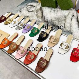 Designer Sandals Womens Summer Slippers Interlocking g Slides Brand Flat Heel Fashion Versatile Leather Casual Comfort Flip Flop