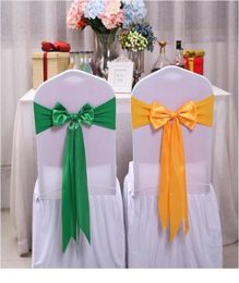 25pcs Wedding Decoration Knot Chair Bow Sashes Satin Spandex Chair Cover Band Ribbons Chair Tie Backs For Party Banqu jllKDK8602021