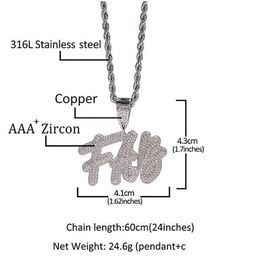 Pendant Necklaces Custom Name A- Z Double Layer Stones Cursive Letters Necklace For Men Women Gifts Cubic Zirconia Hip Hop Jewellery Dro Dhleo