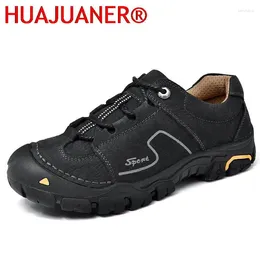 Casual Shoes Genuine Leather Men's Outdoor Hiking Thick Bottom Camping Men Sneakers Luxury Cowhide Man Walking