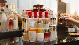 360° Rotating Cosmetic Organiser Box Makeup Holder Brush Lipstick Skin Care Perfume Storage Stand Adjustable Layer Boxes Bins3988570