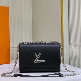 Lvse Evening Classic Twist Lock Crossbody Bag Flap Handbag Genuine Leather Chain Rivet Shoulder Bags Purse High Quality Genuine Leather 8860