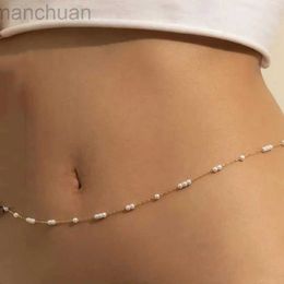 Waist Chain Belts Sexy Vintage Belly Pearl Chain Body Chain Waist Chain Belt Streetwear Summer Women Fashion Body Jewelry Y07 d240430