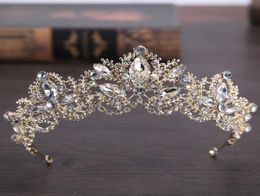 Baroque Style Gold Crown for Bride Fashion Rhinestone Alloy Women Tiaras Wedding Dress Accessories Fashion Jewelry9075958