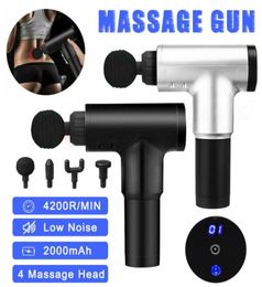 4200rmin Therapy Massage Gun 6 Speed Muscle Massager Pain Sport Massage Machine Relax Body Slimming Relief 4 Heads8672837