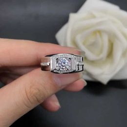 Band Rings Solid 14K Platinum AU585 PT950 Mens Ring Atmosphere Mosilicon Wedding Gift Q240429