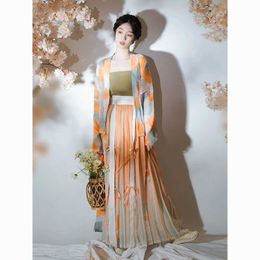 Ethnic Clothing Pmwrun Orange Heart Ruyi Song Dynasty Hanfu Female Summer Chinese Style Modified Han Elements Airplane Sleeve Daily