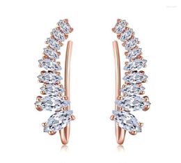 Stud Double Fair Shining Angle Wing Ear Cuff Earrings For Women Cubic Zirconia Rose White Gold Color Fashion Jewelry DFE791M3526570